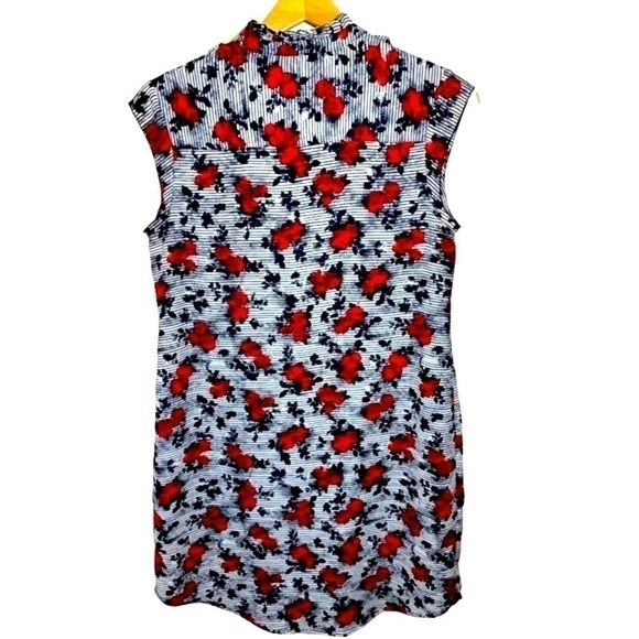 Stork & Babe XS Sleeveless Tunic Black Red Roses White Flowy Midi Dress - Picture 5 of 12